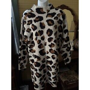 Love Trend Size Large Women’s Animal Print Sweater Dress 44” Bust 33” Length